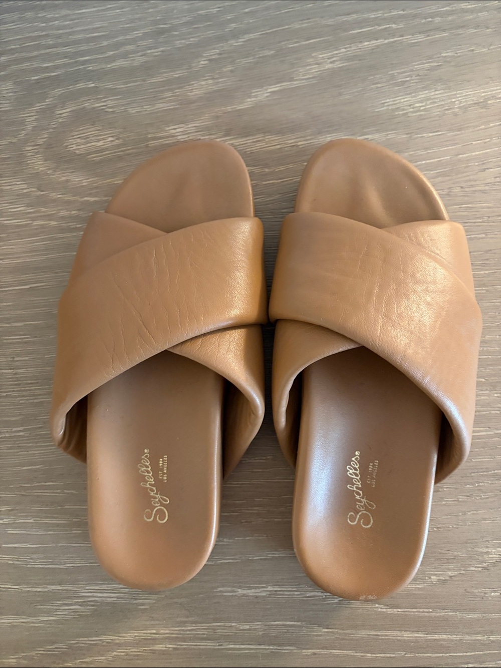 Seychelles Cognac Crisscross Slide Sandals